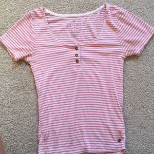 XS American Eagle Soft & Sexy Striped Pink Tee